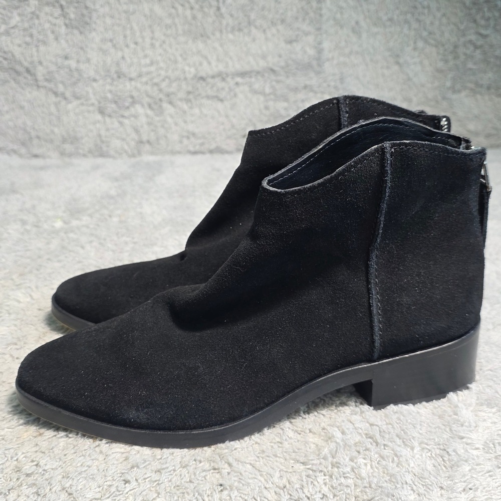 Dolce Vita Suede Ankle Boots Black Back Zip Block Heel Womens 10 Excellent‎